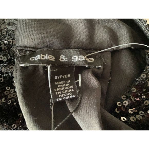 CABLE & GAUGE New Black Sequin Sleeveless Turtleneck Halter Top, Size Small - Picture 6 of 13